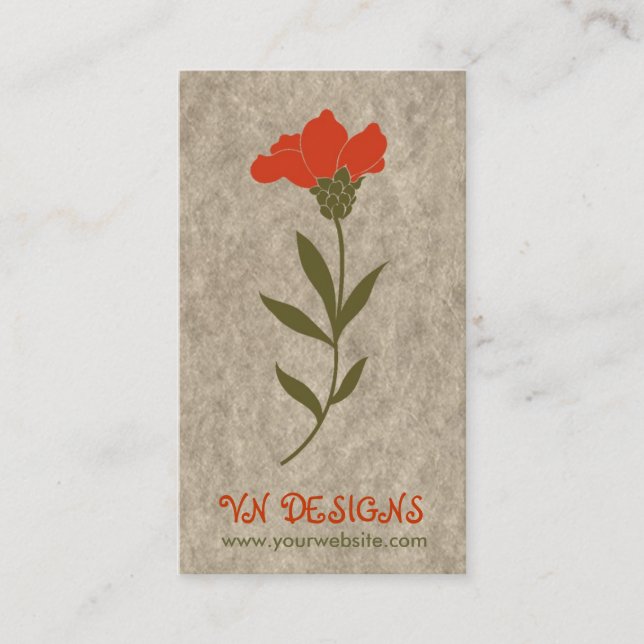 Cartão de visita vermelho da flor (Frente)