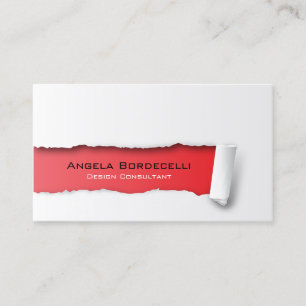 Cartão de visita vermelho de papel riscado