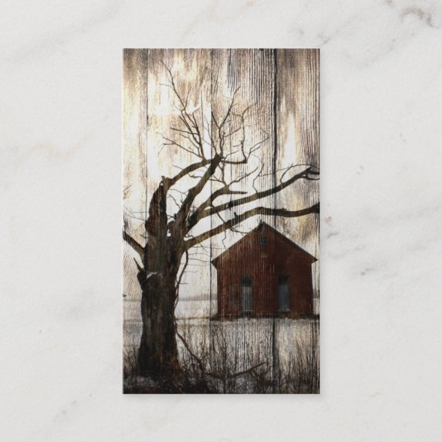 Cartão de visita vermelho do celeiro do país (Frente)