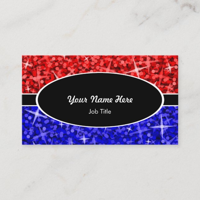 Cartão de visita vermelho do oval do preto azul da (Frente)