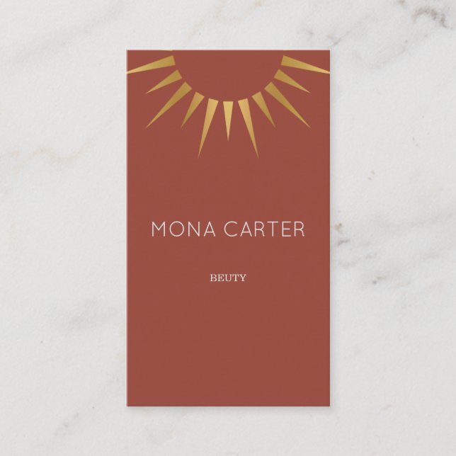 Cartão de visita vermelho do sol do art deco (Frente)