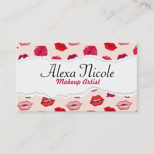 Cartão de visita vermelho dos lábios (Frente)