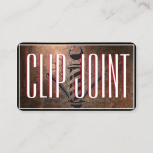 Cartão De Visita Vermelho e Branco com BarberPole, Hetero Razor