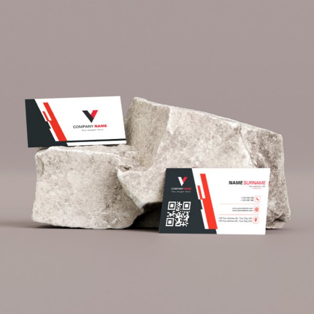 Cartão De Visita Vermelho e Escuro Moderno (Criador carregado)