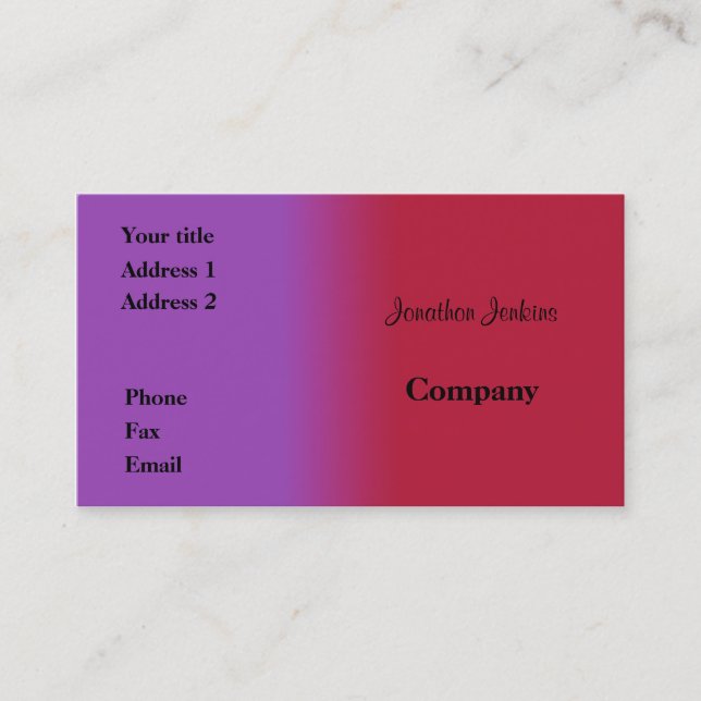 Cartão De Visita Vermelho e lilás (Frente)