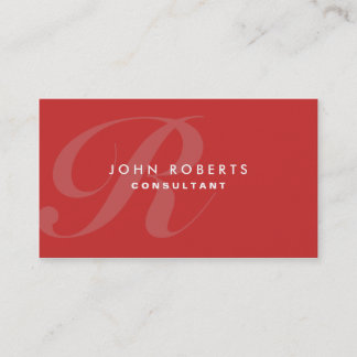 Cartão De Visita Vermelho Elegante de Monograma do Artista de Compo
