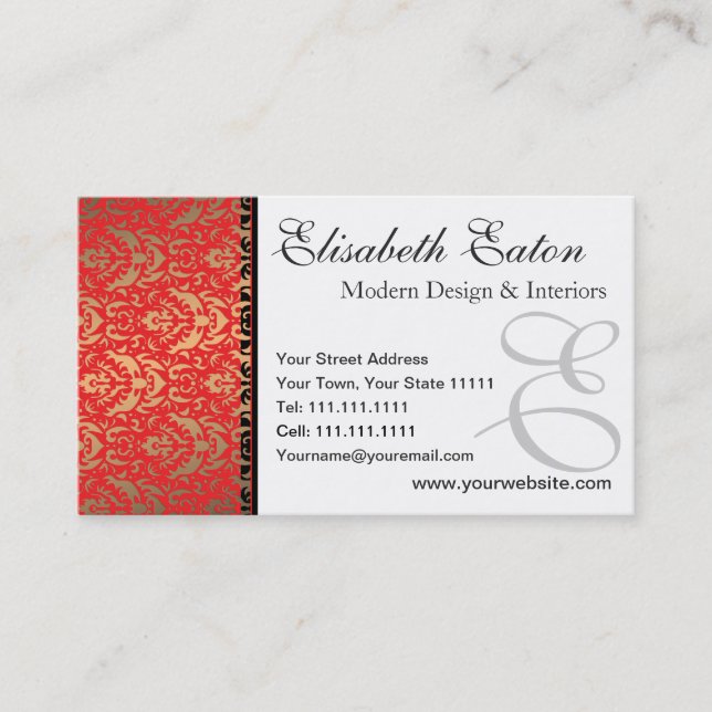 Cartão De Visita Vermelho elegante, ouro e mulheres negras (Frente)