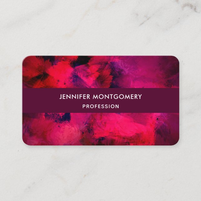 Cartão De Visita Vermelho escuro e roxo, preto e Abstrato moderno (Frente)