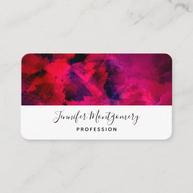 Cartão De Visita Vermelho escuro e roxo, preto e Abstrato moderno (Frente)