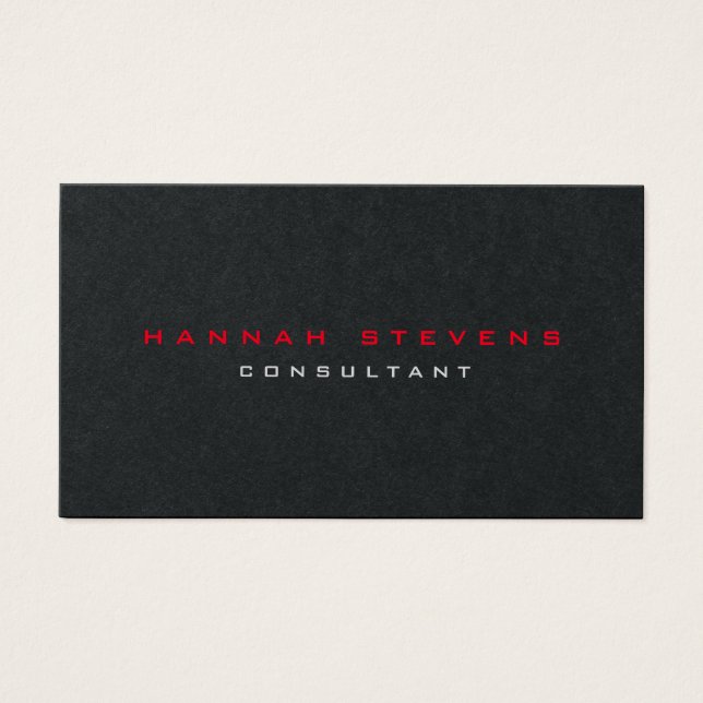 Cartão de visita Vermelho Negro Mínimo (Frente)