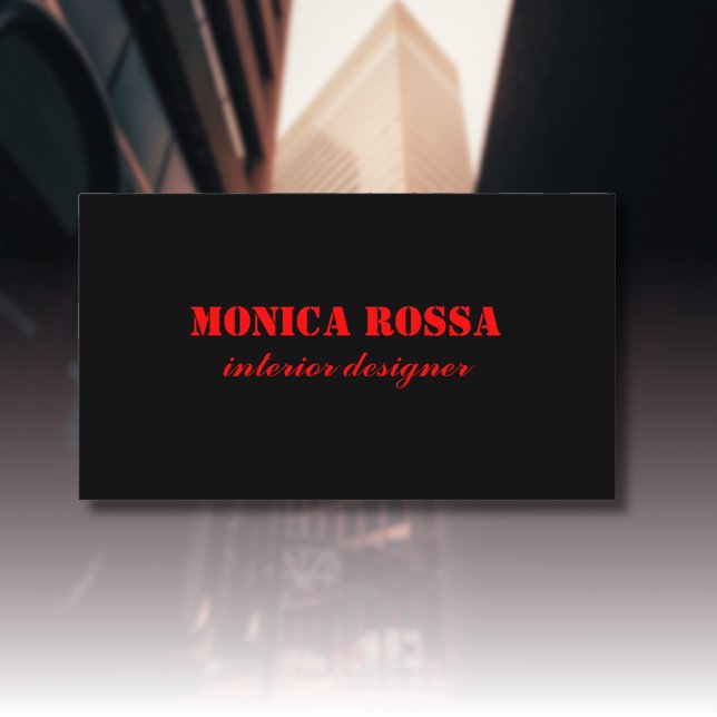 Cartão De Visita Vermelho Neon Moderno e Simples Profissional (Criador carregado)