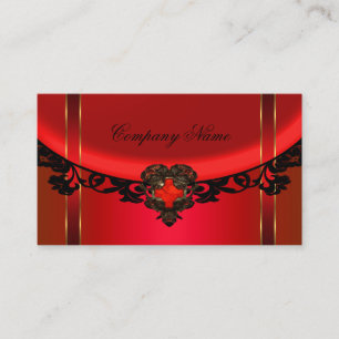 Cartão De Visita Vermelho Preto Dourado Elegante Perfil Vermelho da