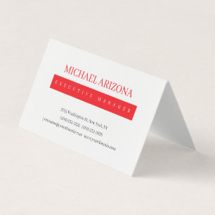 Cartão De Visita Vermelho Preto e Branco Minimalista Simples Modern