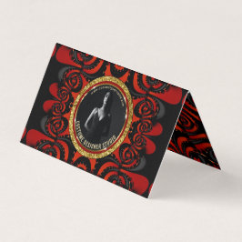 Cartão De Visita Vermelho Preto + Funky Gótico Criativo Dourado