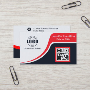 Cartão De Visita Vermelho preto profissional adicione seu logotipo