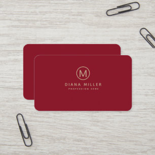 Cartão De Visita Vermelho Profissional Moderno Minimalista Monogram