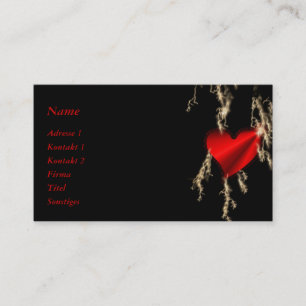 Cartão De Visita vermelho Rainbow Heart em preto