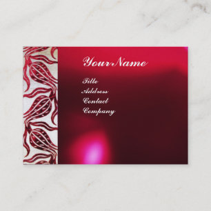 Cartão De Visita VERMELHO VELVET DAMASK MONOGRAM Burgunk White