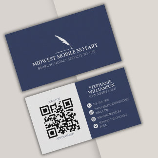 Cartão De Visita Versão do Marinho de código QR moderno para portát