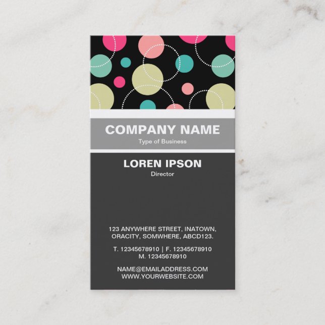 Cartão De Visita Vertical Banded - Spots & Circles 150816 (Frente)