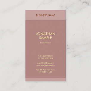 Cartão De Visita Vertical com o Nome de Texto Dourado Moderno Elega