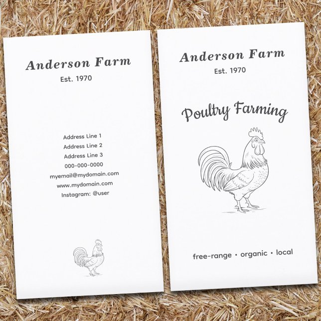 Cartão de visita vertical do fazenda (Farm Rooster Vertical Business Card)