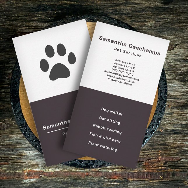 Cartão de visita Vertical dos Serviços Pet (Pet Services Vertical Business Card)