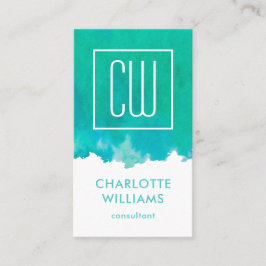 Cartão De Visita Vertical Elegante de Cor de Água Elegante de Monog