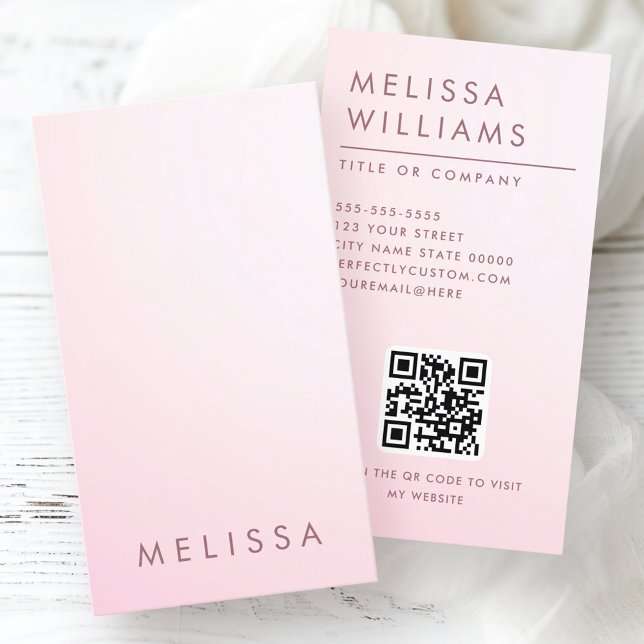 Cartão De Visita Vertical profissional minimalista rosa moderno (Modern pink minimalist professional vertical business card)