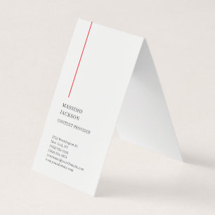 Cartão De Visita Vertical Simples Preto Branco Vermelho Minimalista