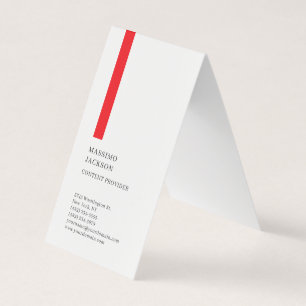 Cartão De Visita Vertical Simples Preto Branco Vermelho Minimalista