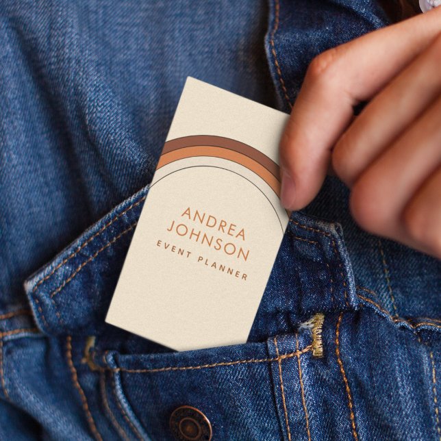 Cartão De Visita Vertro Terracotta Cream 60s 70s Rainbow Stripes (Criador carregado)