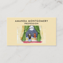 Cartão De Visita Véspera de Natal Cama Cóta Criança e Gatinho