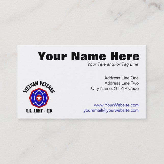 Cartão De Visita Veterano de Vietnam - CID (Frente)