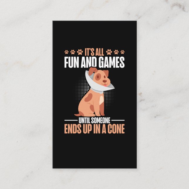 Cartão De Visita Veterinária da Vet Tech Dog Cone Humor (Frente)