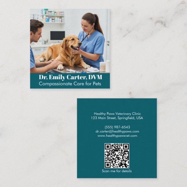 Cartão de visita Veterinária Personalizável - Códi (Frente/Verso)