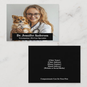 Cartão de visita Veterinária Personalizável com Fo