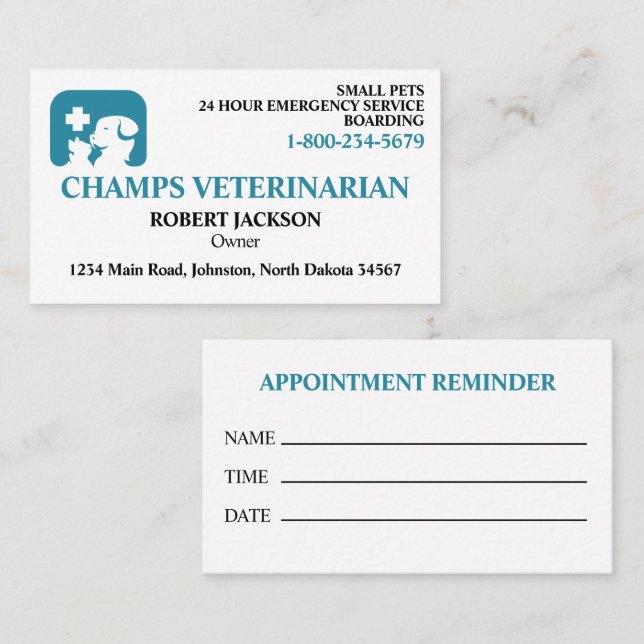 Cartão De Visita Veterinarian Clinic (Frente/Verso)