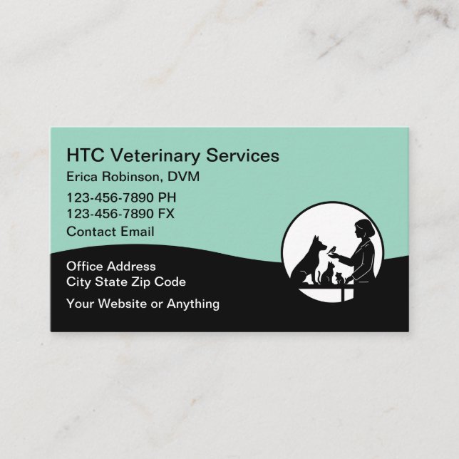 Cartão De Visita Veterinarian Pet Doctor Business Cards (Frente)
