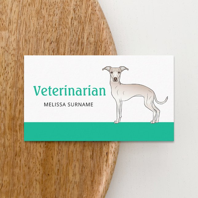 Cartão De Visita Veterinarian Vet Tech Cream — Cão de Greyhound Ita (Criador carregado)