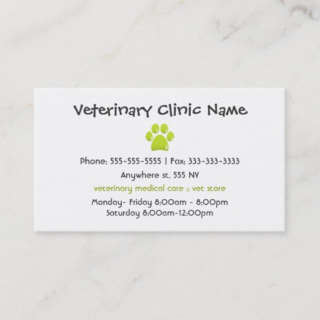 Cartão de visita veterinário (Frente)