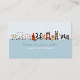 Cartão De Visita Veterinário Azul de Animais de Fazenda