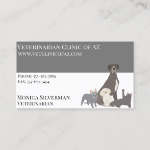 Cartão De Visita Veterinário Bloco Cinza Preto Pets Cão Gato