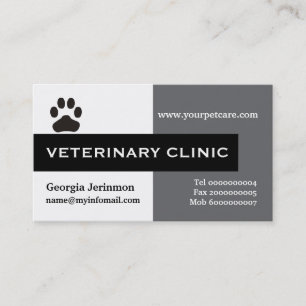 Cartão De Visita Veterinário/clínica veterinária, atraente cinze