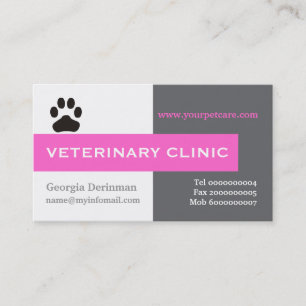 Cartão De Visita Veterinário/clínica veterinária, rosa quente da