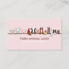 Cartão De Visita Veterinário de Animais de Fazenda Rosa