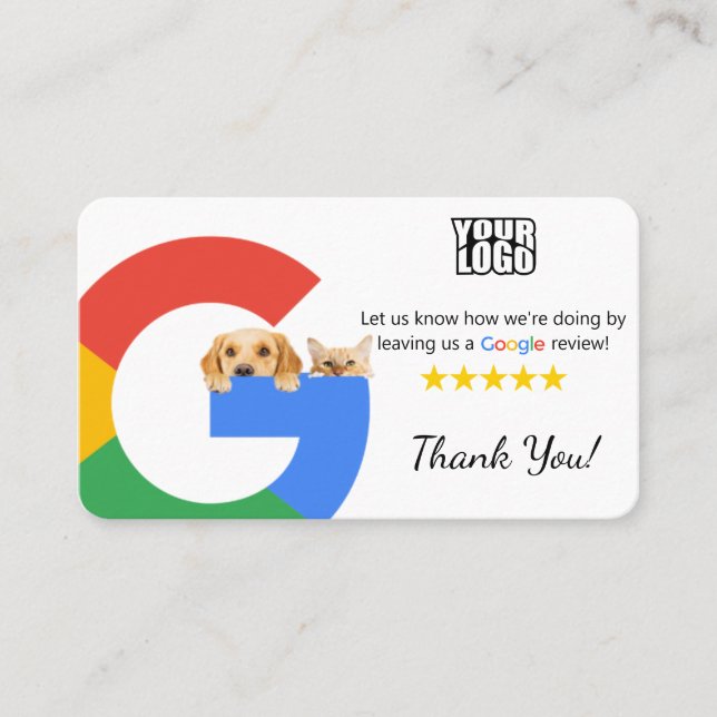Cartão De Visita Veterinário Google Review Modelo com código QR (Frente)