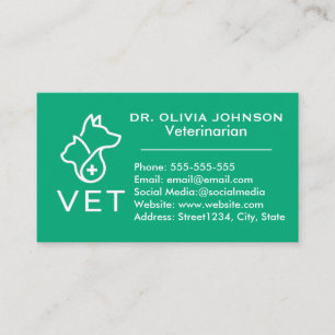 Cartão de Visita Veterinário Minimalista Personali