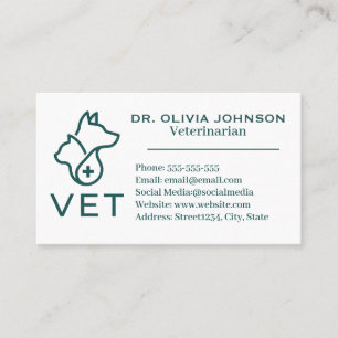 Cartão de Visita Veterinário Minimalista Personali