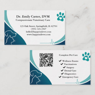 Cartão de Visita Veterinário Moderno Com Código QR